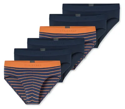 Produktbild von Schiesser Herren Rioslip 955 6-Pack dunkelblau,blau-orangegestreift - Größe 4