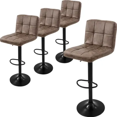 Produktbild von ML-Design 4er Set Barhocker Tresenhocker 360° drehbar, Gepolsterter Barstuhl mit Rückenlehne und Fußstütze, 63-83 cm