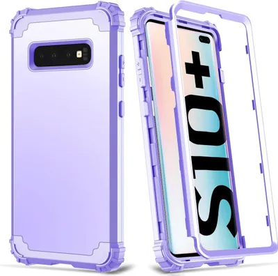 Produktbild von Galaxy S10 Plus Hülle, LaimTop Heavy Duty 3 in 1 Hybrid Hart PC Flexibel TPU Silikon Stossfest Kratzfest Tasche Schutzhülle für Samsung Galaxy S10 Plus Helles Lila