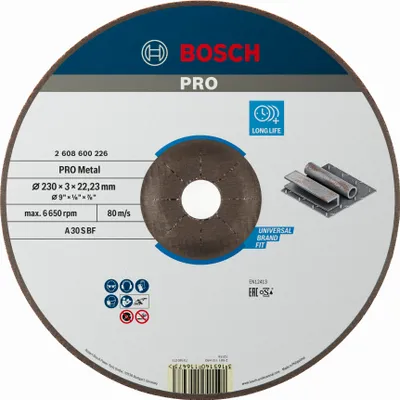 Image de Disque à tronçonner Bosch PRO Metal, 230 x 3 x 22,23 mm, coudé, oSa, 1 pièce.