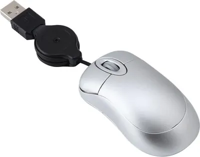 Produktbild von INF Mini-Maus mit Einziehkabel - Kompaktes Design für einfache Portabilität Silber
