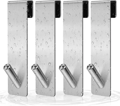 Handtuchhaken - Set von 4, Edelstahl, ohne Bohren, Duschdoorhaken für Badezimmer