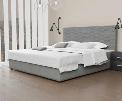 Produktbild von Boxspringbett Schlafzimmerbett OMERO 140x220cm Stoff Grau inkl. Bettkasten