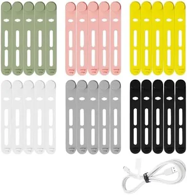 Produktbild von 30 Stück Silikon Kabelbinder, Wiederverwendbar kabel organizer, Verstellbare Kabelbinder für Heim- und Reiseladekabel, Audiokabel und Netzwerkkabelaufbewahrung(Mehrfarbig)