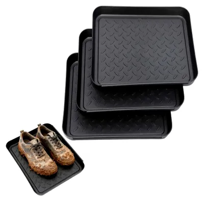 Produktbild von Schuhabtropfschale, kleine Schuhablage, Abtropfschale für Schuhe mit erhöhtem Rand - 35x27x3cm, Schuhtablett für nasse Schuhe nach dem Regen (3 Stück)