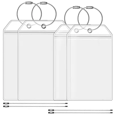 Produktbild von Kofferanhänger 4er Set PVC Transparent Wasserdicht mit Edelstahl-Schlaufe für Kreuzfahrten