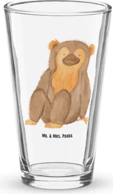 Produktbild von Mr. & Mrs. Panda Glas Affe - Transparent - Geschenk, Affen, Motivation, Selbstliebe, Respekt, Tumbler, Afrika, Wasserglas, Cocktailglas, Longdrinkglas, Liebe, Bierglas