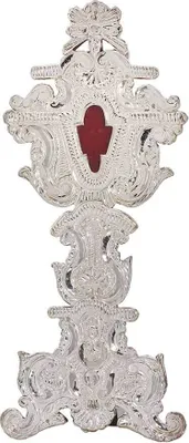 Produktbild von 1629 Reliquiar Reliquie Monstranz Hausaltar Silberplatte auf Holz 42cm Neu