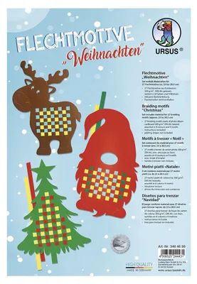 Produktbild von URSUS Flechtmotive „Weihnachten“, Bastelset für Kinder, Mehrfarbig