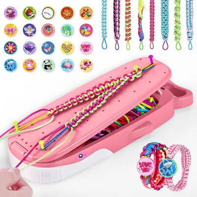 Immagine prodotto di Kit per creare braccialetti dell'amicizia, ideale per bambine dai 6 ai 12 anni | 16 braccialetti | Scatola rosa per la conservazione | Set per creare e regalare