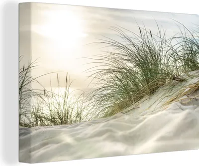 Produktbild von OneMillionCanvasses® - Leinwandbilder - 140x90 cm, Dünen - Watteninseln - Wasser, Wandbilder Kunstdruck Wanddekoration - Foto auf Leinwand - Gemälde auf Holzrahmen