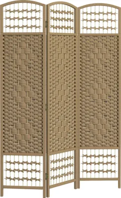 Image de HOMCOM Paravent en bois 120 x 170 cm séparateur de pièce pliable 3 panneaux cloison de séparation chambre à coucher maison intérieur bois naturel