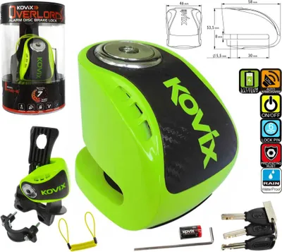 Image de Blocage De Disque De Frein Avec Alarme Kovix Kns6 Vert