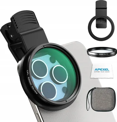 Obrázek produktu pro Objektiv CPL polarizační filtr 52 mm pro chytrý telefon APEXEL + CLIPS / APL-52-CPL