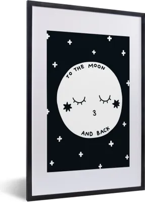 Produktbild von MuchoWow® MuchoWow® Gerahmtes Poster Zitat - Mond - Liebe - Kinder - Jungen - Mädchen - Baby - Kind 40x60 cm - Poster mit zchwarzem Bilderrahmen - Poster in Rahmen