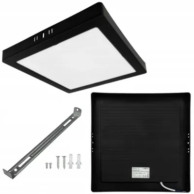 Image de Spot LED encastré noir 24 W, blanc neutre, 2640 lm, plastique, dimensions : 3,1 x 29,5 x 29,5 cm, IP20, Ecolight