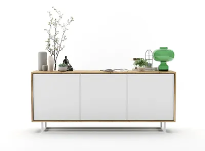 Produktbild von Loft Kommode TV Apollo TV-Sideboard Eiche Wotan Apollo 3D Modern  Lindner Möbel  168cm x 35cm x 72 cm Farbe: Wotan Eiche matt - Weiß matt