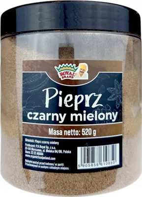 Immagine prodotto di Pepe nero macinato di marca Royal 520G in un bel barattolo grande riutilizzabile