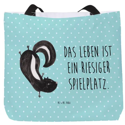 Produktbild von Mr. & Mrs. Panda Reisetasche Stinktier Handstand - Türkis Pastell - Geschenk, Einkaufstasche, Tasche, Stinker, Raubtier, Tote Bag, Skunk, Strandtasche, Schultasche