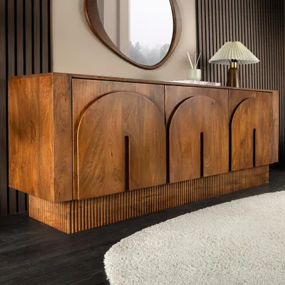 Produktbild von riess-ambiente Sideboard ARCADIA 160cm braun massives Mangoholz Bogenfront Soft-Close 3 Türen