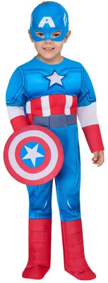 Produktbild von Rubies Offiziell Marvel Spidey and His Amazing Friends Captain America Deluxe Kleinkindkostüm, Größe 3-4 Jahre