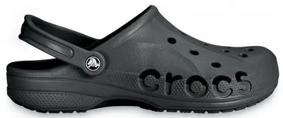 A black Crocs Baya clog is shown from the side against a white background.