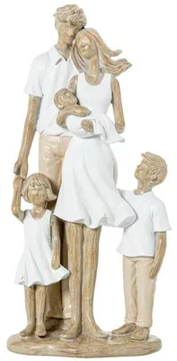 Produktbild von DRW Figur Einer Familie aus Kunstharz, Weiß, Beige und Natur, 25 x 11 x 7 cm