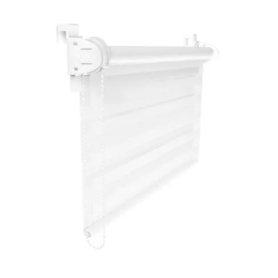 Obrázek produktu pro FURNIFY® Dvojitá roleta 30 x 130 cm Okenní roleta den-noc bez vrtání, vytahování řetízkem se zarážkou | Klemmfix Zebra roleta: Bílá