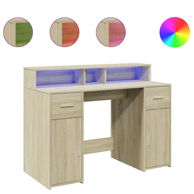 Obrázek produktu pro vidaXL LED stůl Sonoma dub 120x55x91 cm materiál na bázi dřeva