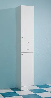Produktbild von Badezimmer Hochschrank in weiß mit weiß Hochglanz NEMI-66, B/H/T: ca. 32,5/188,5/33 cm