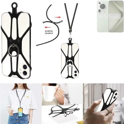 Produktbild von K-S-Trade 3in1 Handykette Handyband Handykordel Halsband Smartphone-Ring Handy-Ring kompatibel mit Huawei Pura 70 Pro+ Fingerhalterung Handyring
