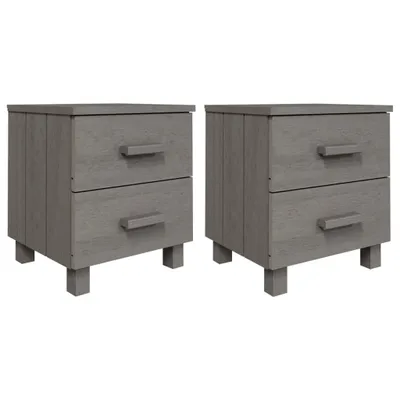 Produktbild von Nachttische HAMAR 2 Stk. Hellgrau 40x35x44,5 cm Massivholz