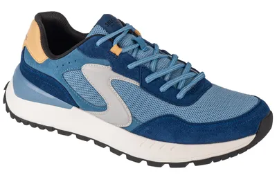 A single blue sneaker is shown against a white background.