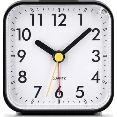 Produktbild von Tyme Seniorenwecker Analog, eckig, ohne Ticken, Schwarz