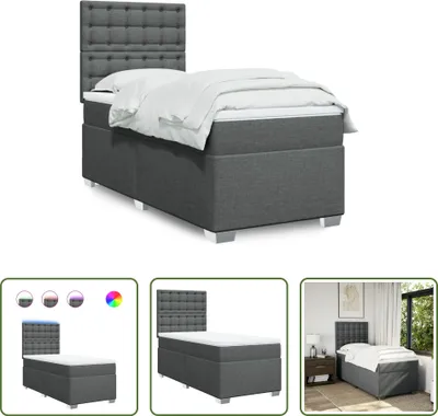 Produktbild von The Living Store Boxspringbett mit Matratze Dunkelgrau 90x200 cm Stoff