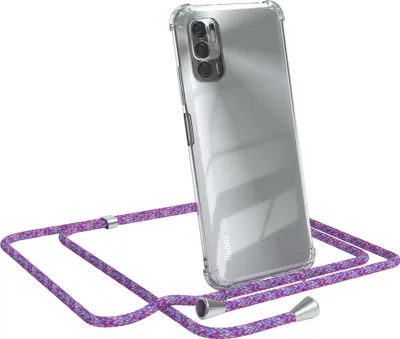 Produktbild von EAZY CASE Handykette kompatibel mit Xiaomi Redmi Note 10 5G, Handyhülle mit Umhängeband, Handykordel, Schutzhülle Clear, Band in Bunt