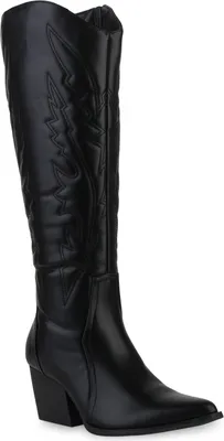 Produktbild von VAN HILL Damen Cowboystiefel Stiefel Stickereien Schuhe 839924, Farbe: Schwarz, Größe: 38
