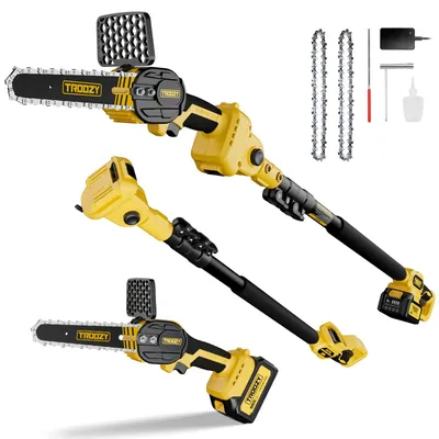 2-in-1 Mini-Kettensäge, 15 cm, 21 V, Akku 3000 mAh, Teleskopstange bis 4,57 m
