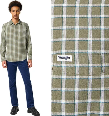 Produktbild von Wrangler Herrenhemd 1 Punkt Hemd staubig grün 112356770 W5x2017359
