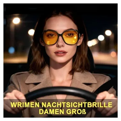 Produktbild von Nachtfahrbrille für Damen - Polarisierte XL-Gelbe Brille mit Oversized Rahmen - Blendfreie Nachtsichtbrille