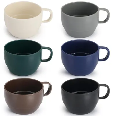Productafbeelding van Set van 6 plastic koffiebekers 350ml, lichtgewicht en herbruikbaar
