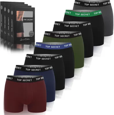 Obrázek produktu pro TOP SECRET Boxerky Pánské 8 balení XXL Bavlna Fit prodyšné spodní prádlo Spodní prádlo Pánské Pánské retro šortky