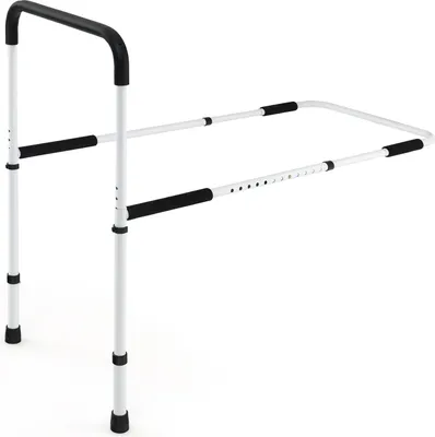 Obrázek produktu pro COSTWAY Zvedací lůžko do 160 kg, výškově nastavitelná ochrana proti pádu, zábradlí postele, bezpečnostní zábradlí s rukojetí, montáž bez nářadí stříbrná