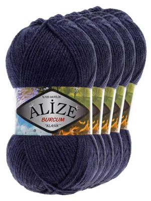 5 x 100g Strickgarn ALIZE BURCUM, 100% Polyacryl, 58 navy