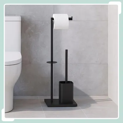 Obrázek produktu pro Kovový držák toaletního papíru s kartáčem - volně stojící design