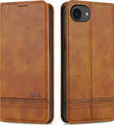 Image de Étui pour iPhone 16e/iPhone 17e, portefeuille avec fermeture magnétique et support, étui à rabat en cuir pour iPhone 16e/iPhone 17e, marron