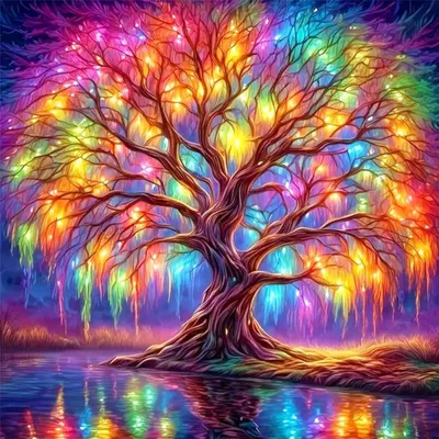 Produktbild von Minicee Diamond Painting Magischer Baum , Diamant Painting Bilder Strassbild Set für Erwachsene,30x40 cm