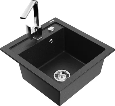 Produktbild von Mexen Vito 1-Becken-Granit-Spüle mit Mischbatterie Rita, Schwarz/Silbermetallic - 6503-73-670300-00