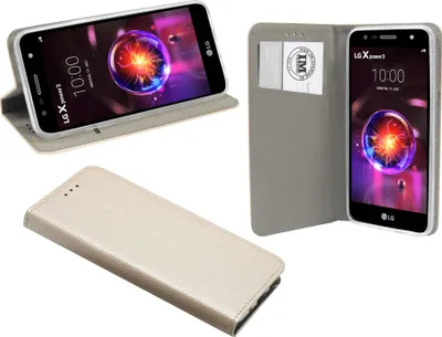 Image de cofi1453® Housse livre "Smart" compatible avec LG X POWER 3 Housse téléphone portable Etui portefeuille Housse de protection avec fonction support, porte carte or