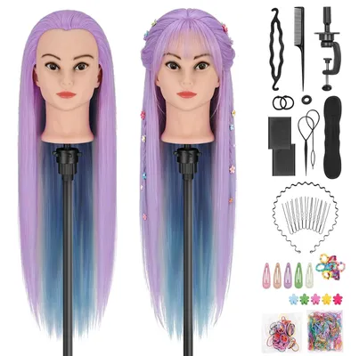 Produktbild von Übungskopf für Friseure mit synthetischem Haar, 74 cm